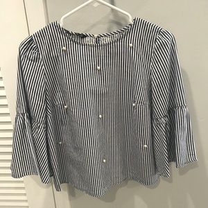 Striped Zara blouse with pearls
